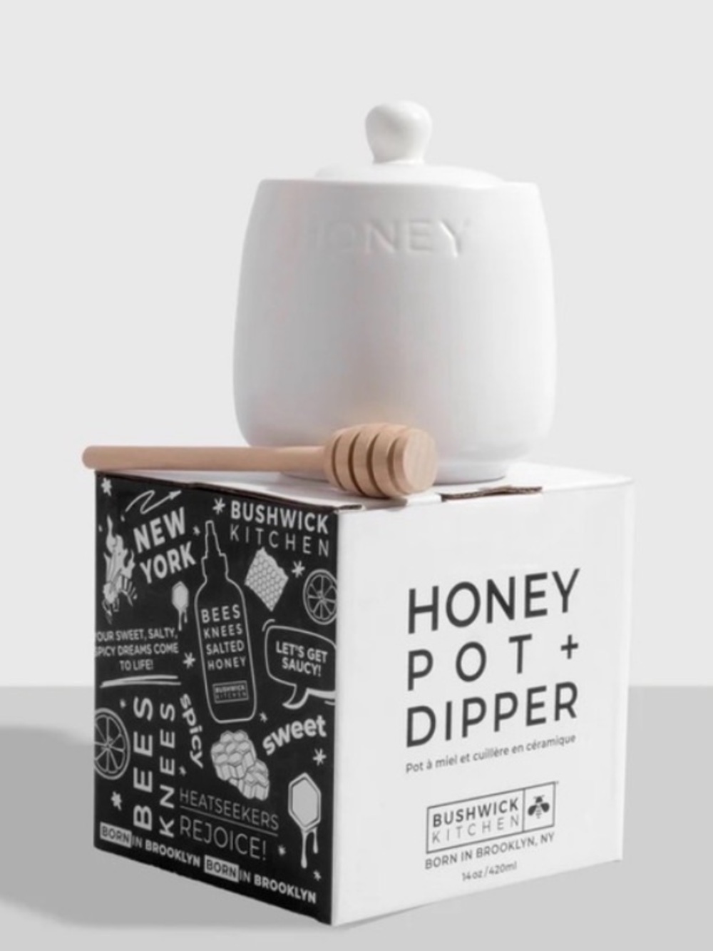 Honey Pot & Dipper Ceramic Set - White is NWT